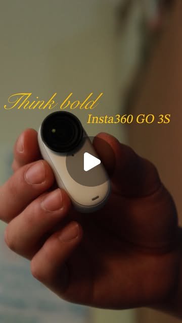 A close-up of the Insta360 GO 3S beneath the words Think bold.